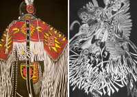 Linda Whitney Mezzotints showing indigenous shapes and colors